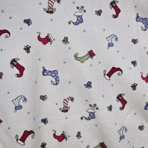 Holiday Croft&Barrow Long Sleeve Tee, Cream With Christmas Stocking Print. PXL